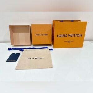 Louis Vuitton Orange Slide Box (6.75x6.5x2.5) & Paper Bag(9x6x8),Dust Bag,Card